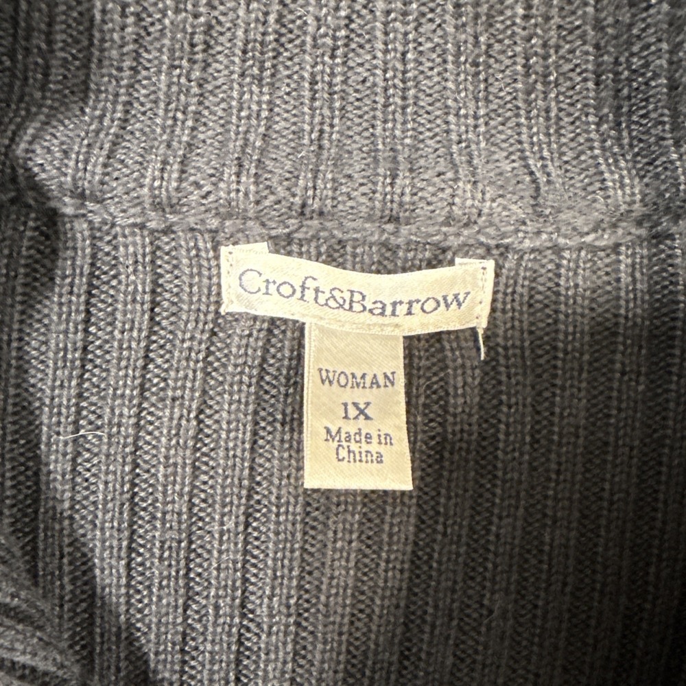 WOMENS XL SWEATER Croft and Barrow LAVENDER PINK 1/4 Zip Pullover CABLE KNIT - Picture 4 of 10
